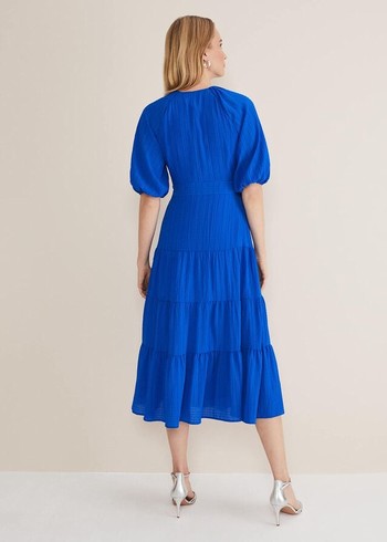 Phase Eight Morven Blue Wrap Dress Deep Blue USA | 6479530-YB